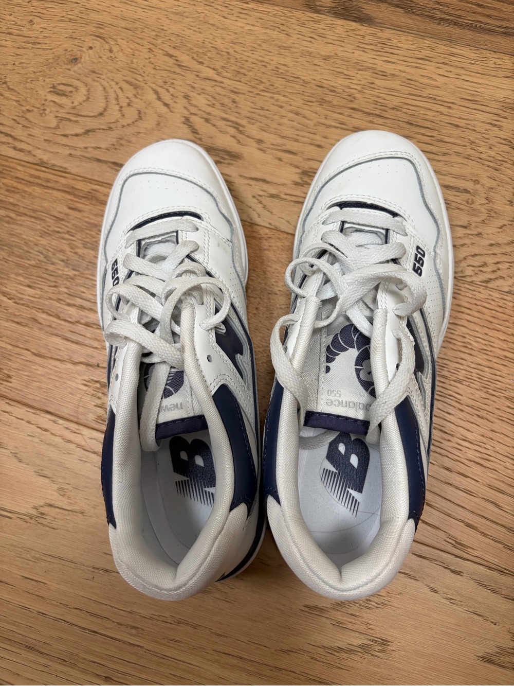 New Balance White Navy Retro Court Sneakers